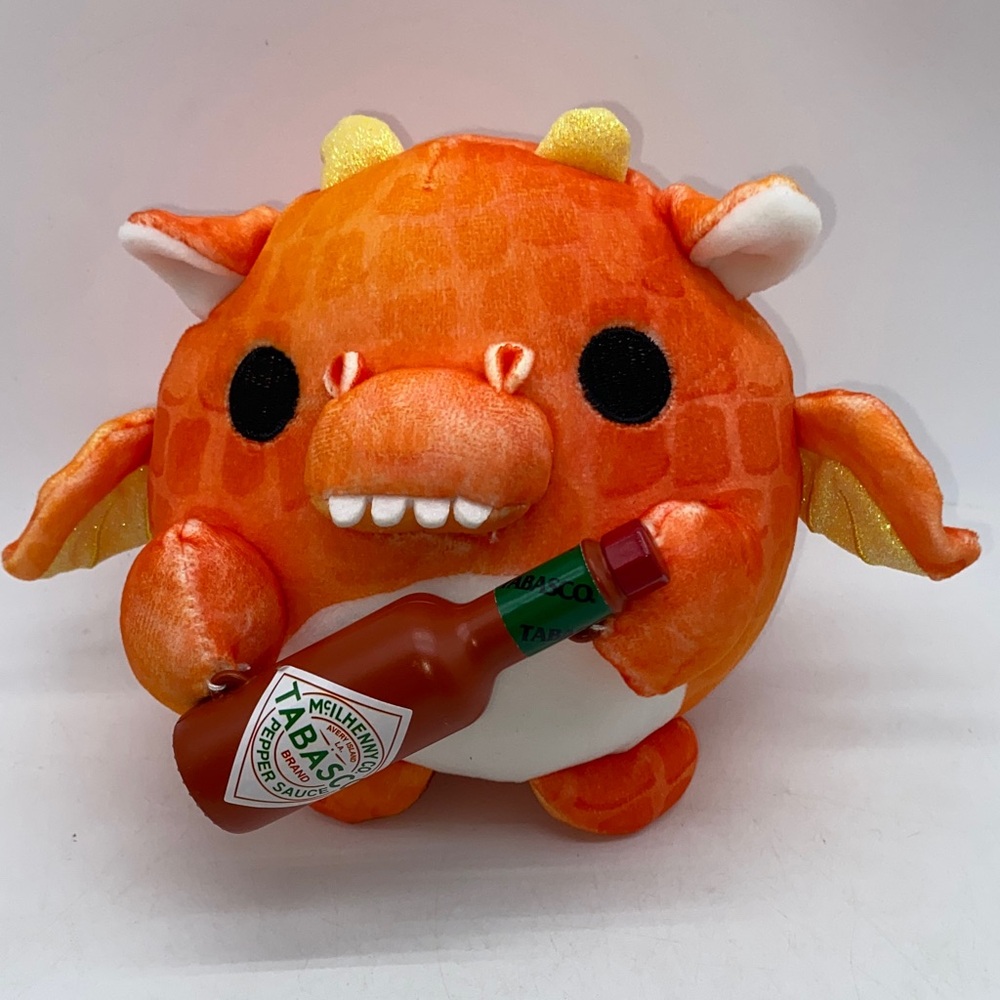 Zuru Snackles Felix The Dragon Bottle Tabasco Pepper Sauce Orange Plush 5”